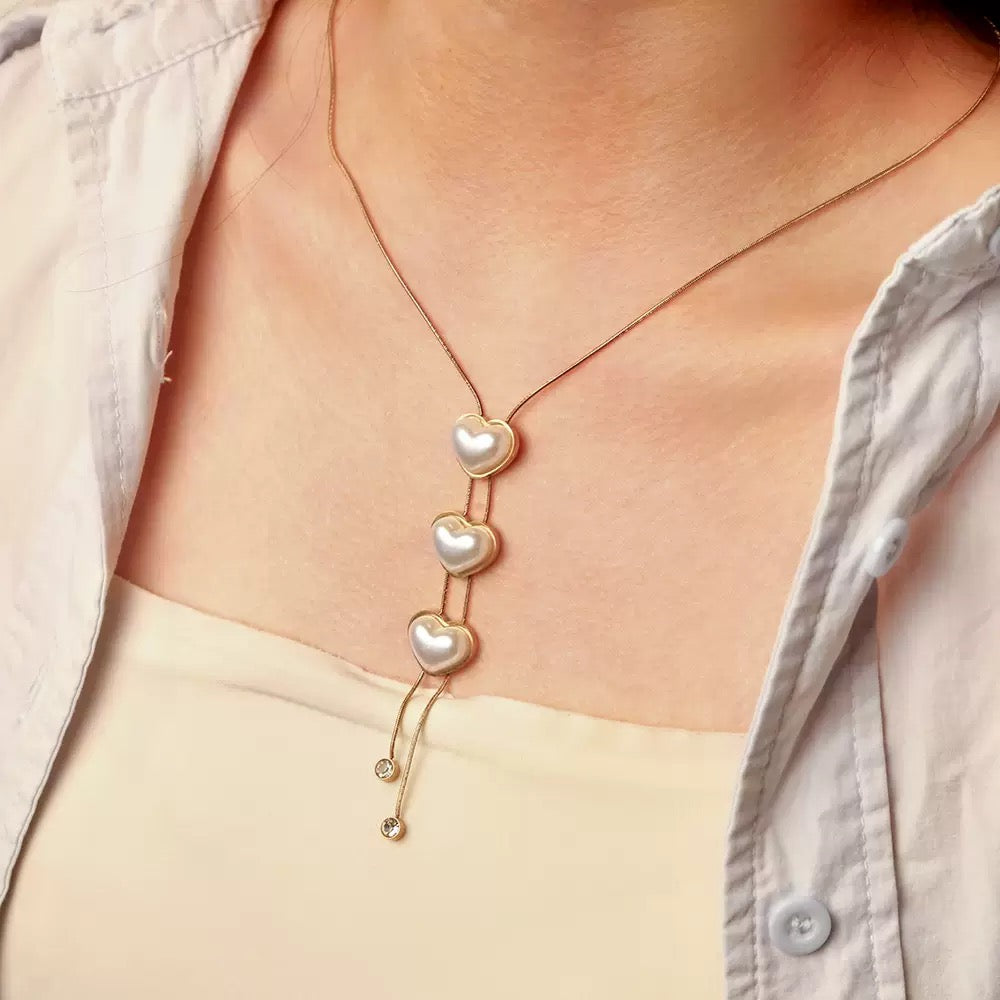 Cascading Hearts Lariat Necklace