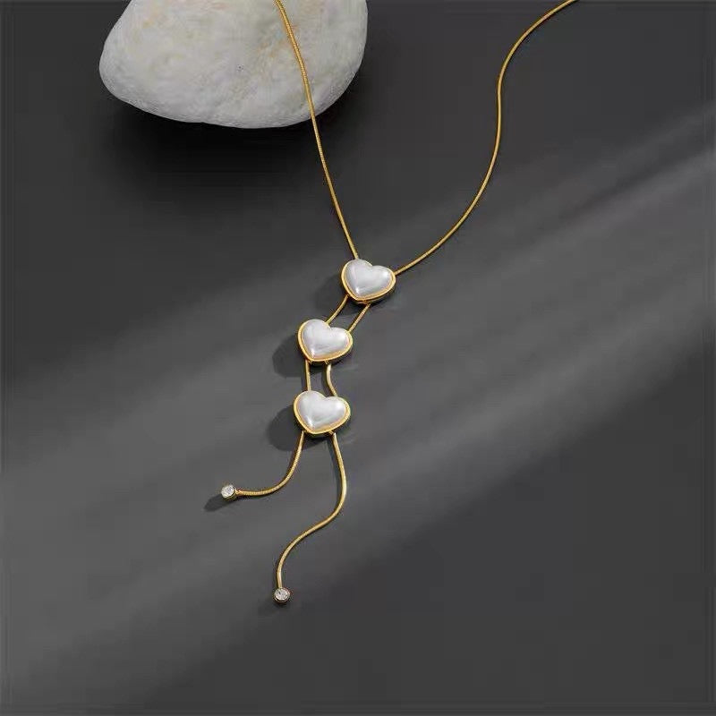 Cascading Hearts Lariat Necklace