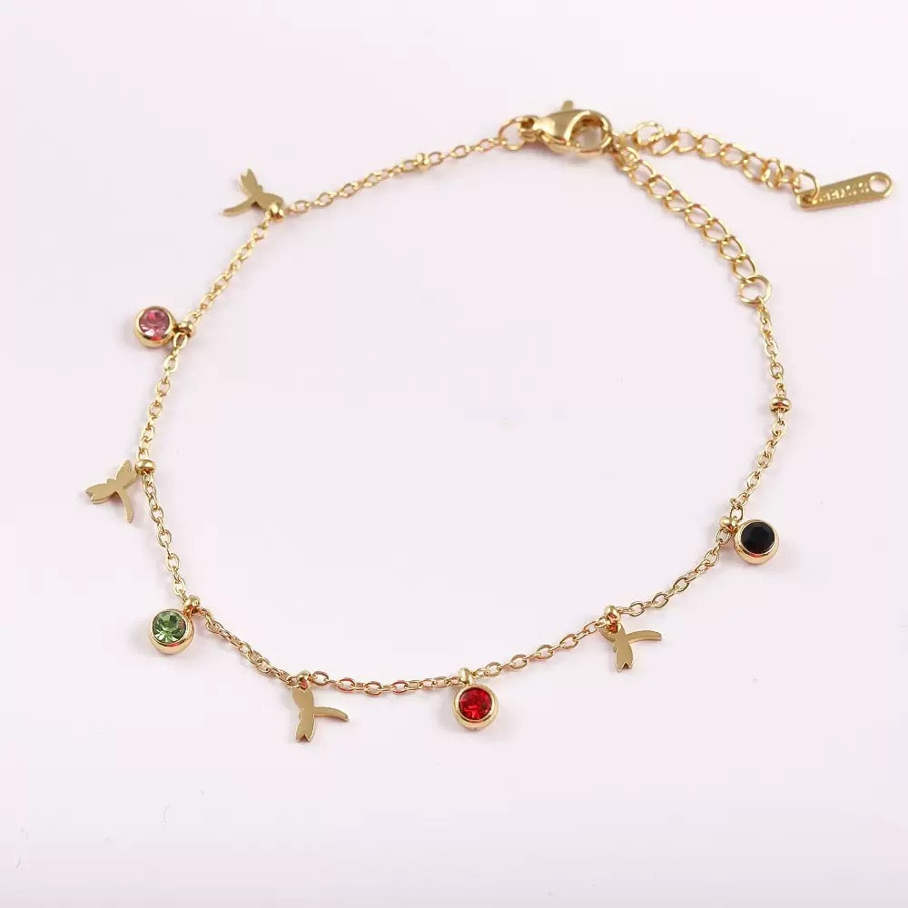 Colorful Dragonfly Charm Bracelet