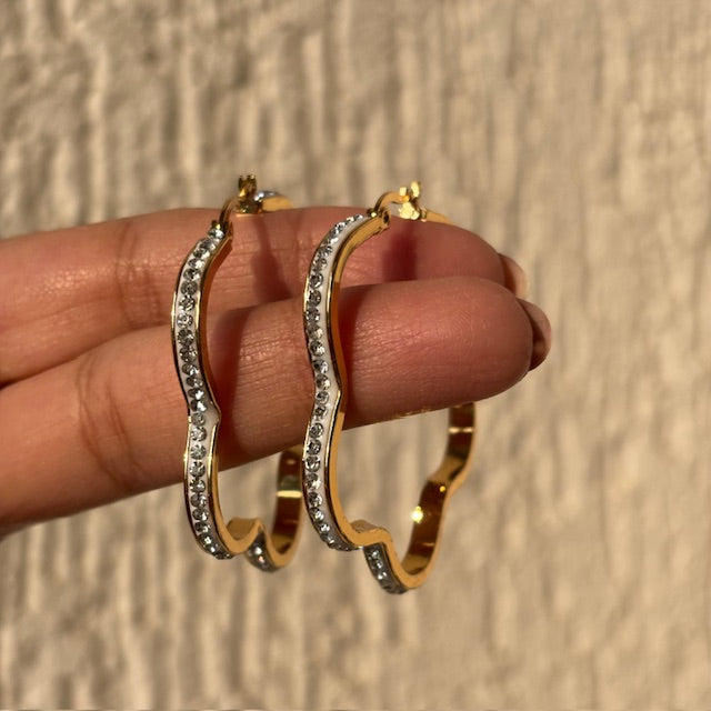 Floral Diamond Hoops