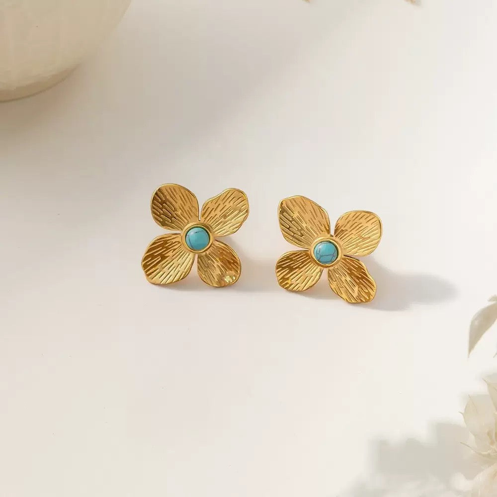 Golden Floral Earrings