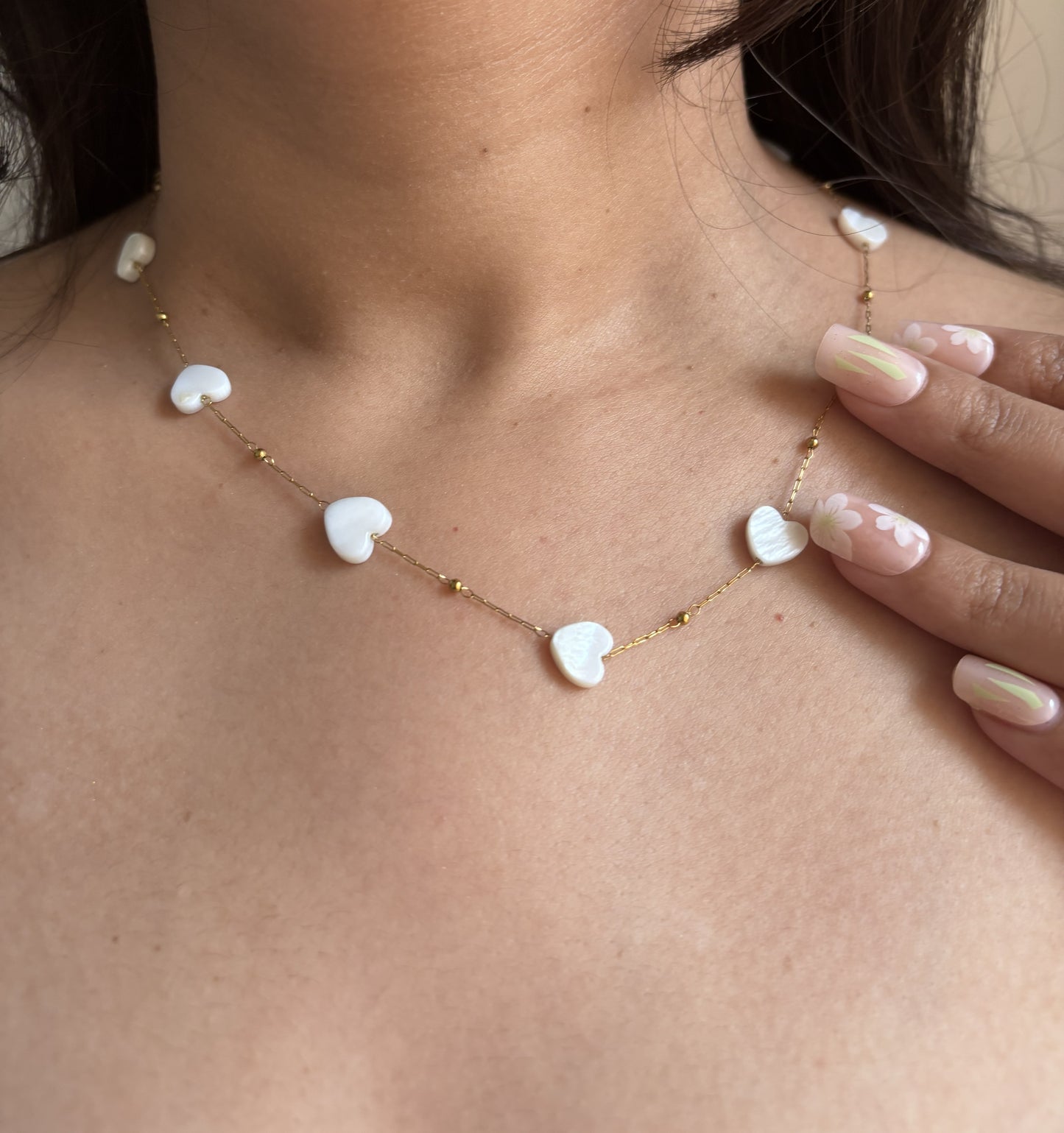 Pearl heart charm necklace