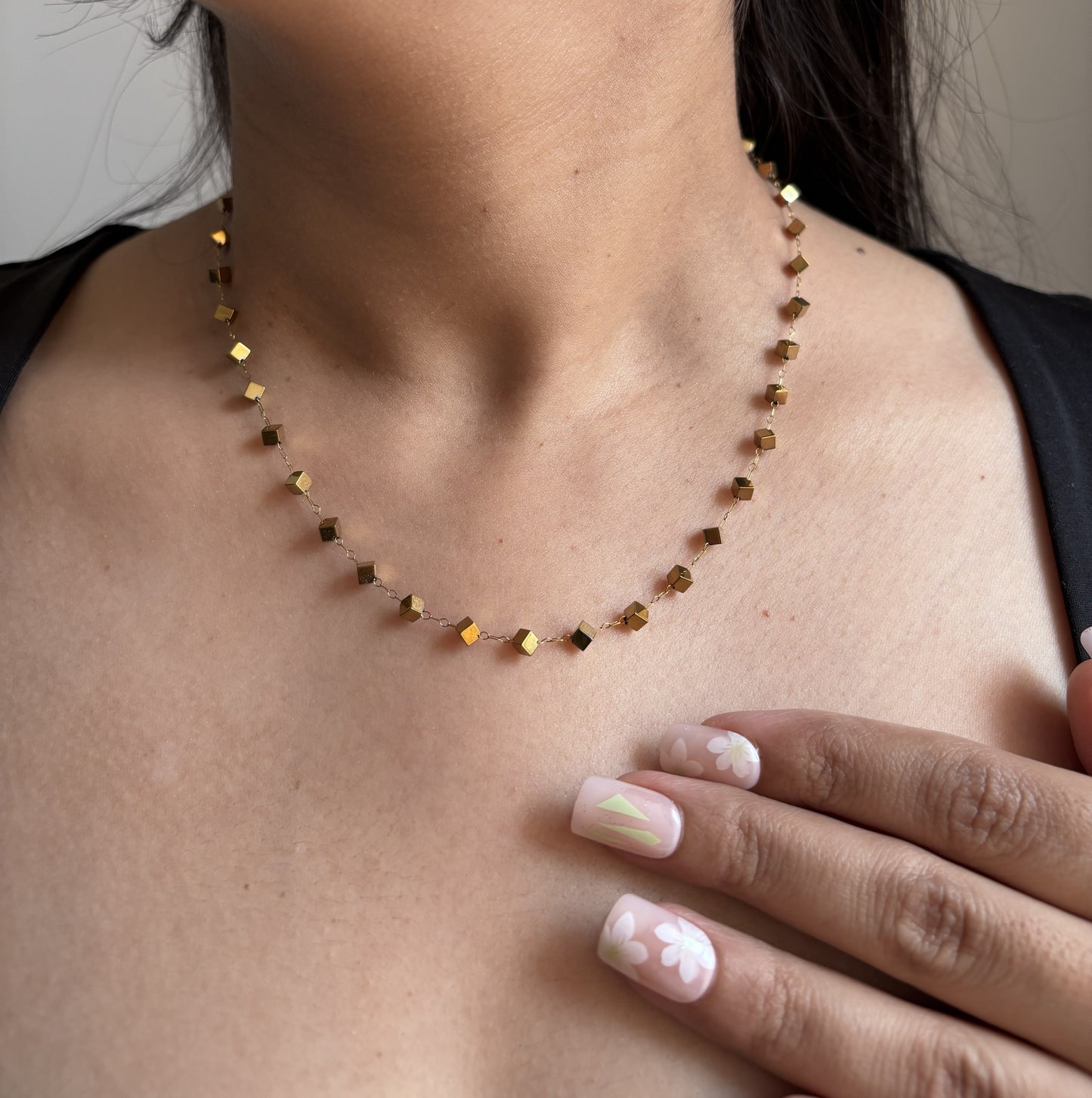 Golden blocks necklace