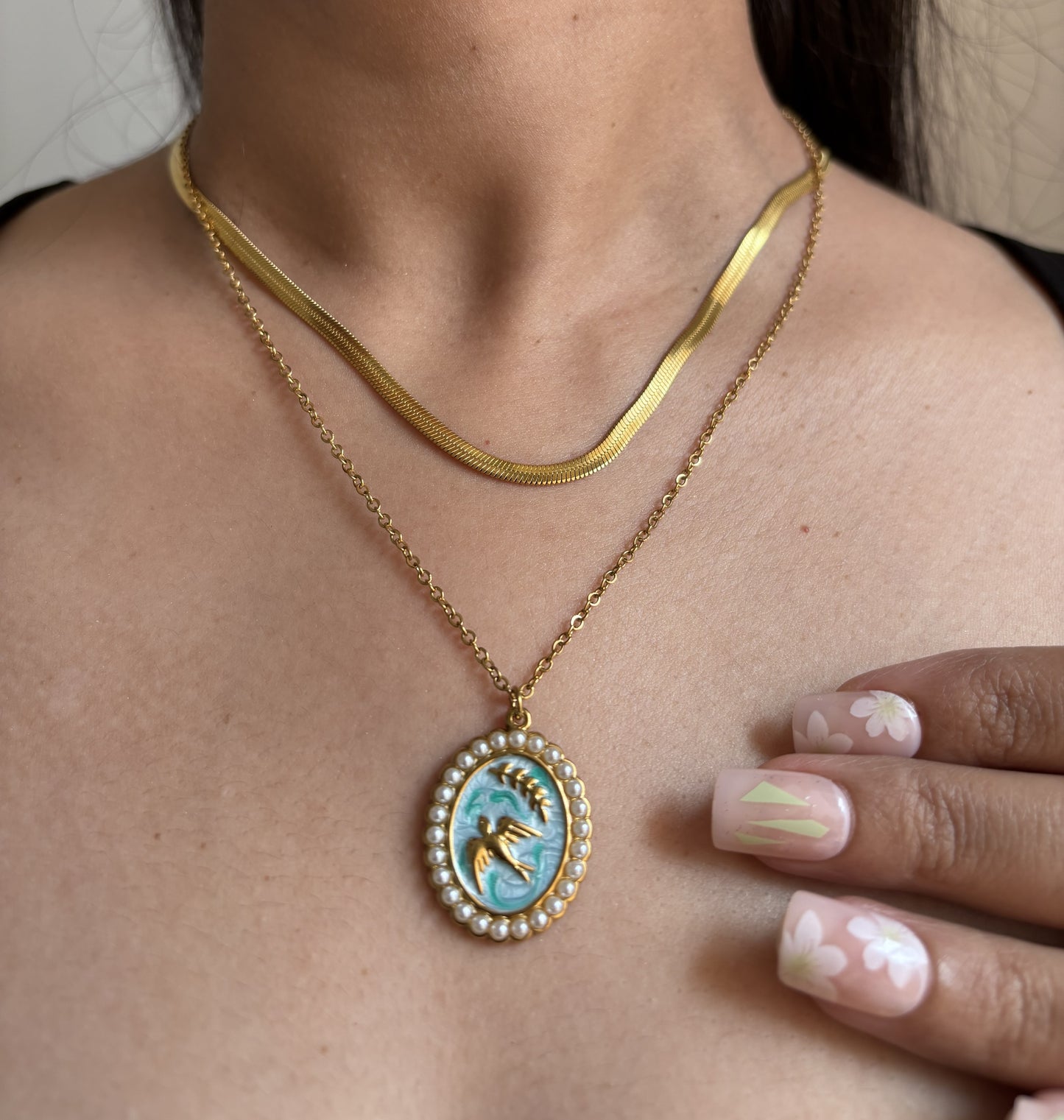 Bird double layered necklace