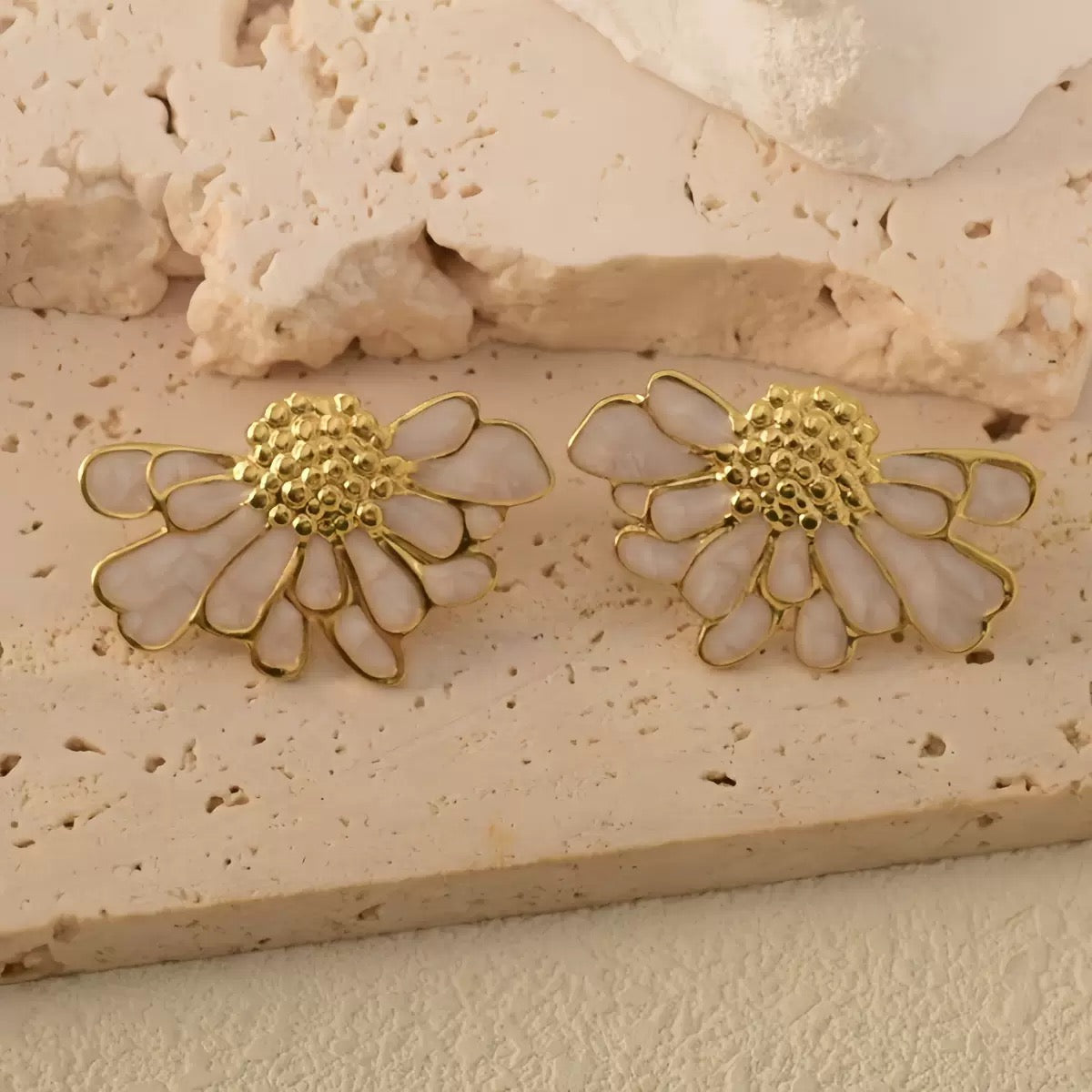 Ivory Daisy Studs