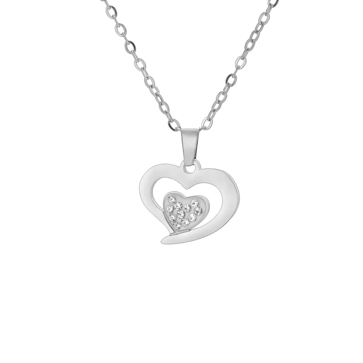 Layered Silver Heart Necklace
