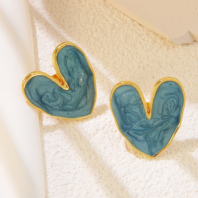 Marbled Heart Studs