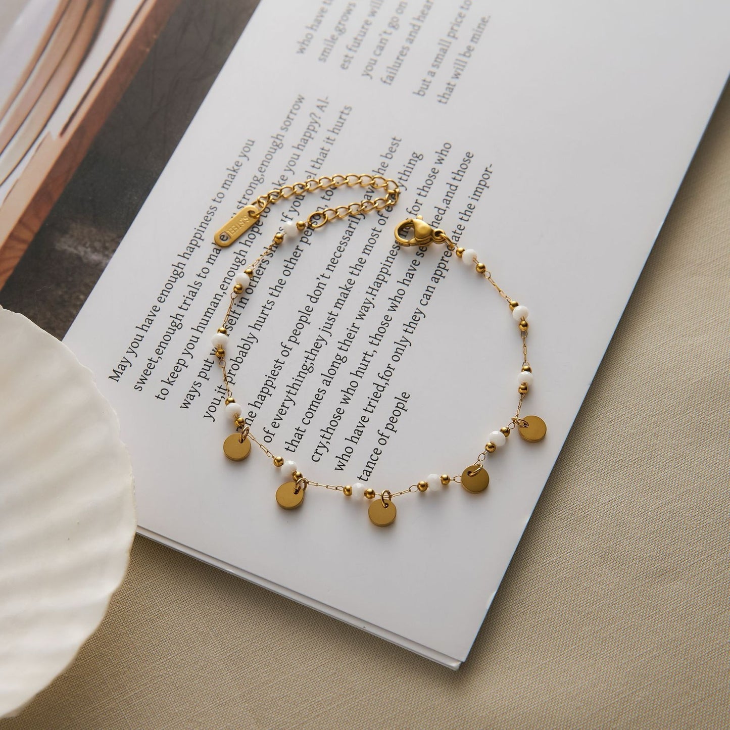 Pearl Golden Charm Bracelet