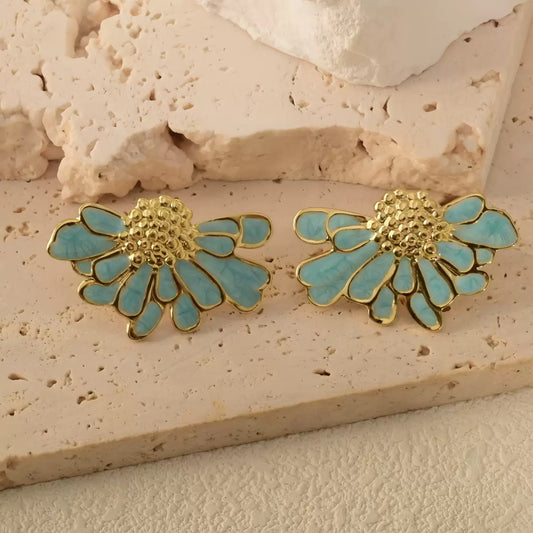 Aqua Daisy Studs