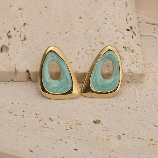 Blue Aura Triangle Studs