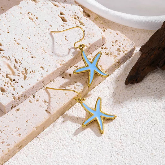 Blue Starfish Earrings