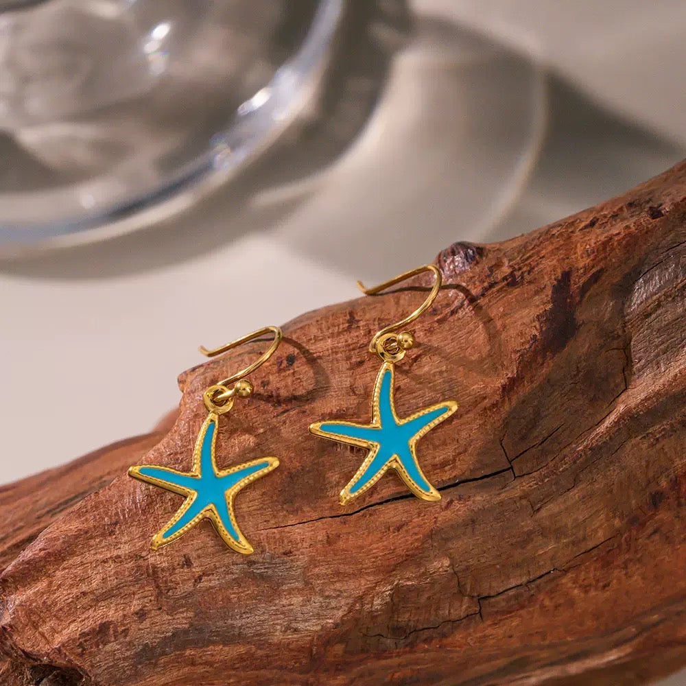 Blue Starfish Earrings