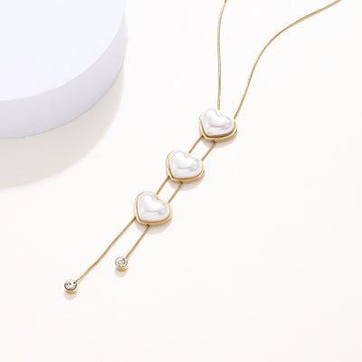 Cascading Hearts Lariat Necklace