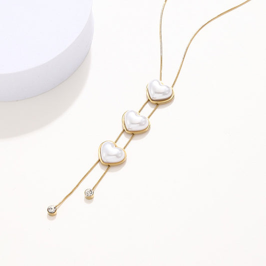 Cascading Hearts Lariat Necklace