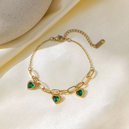 Emerald Embrace Heart Bracelet