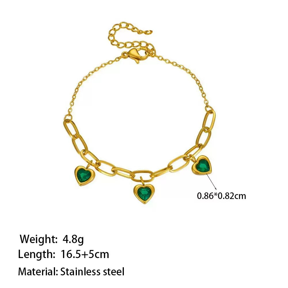 Emerald Embrace Heart Bracelet