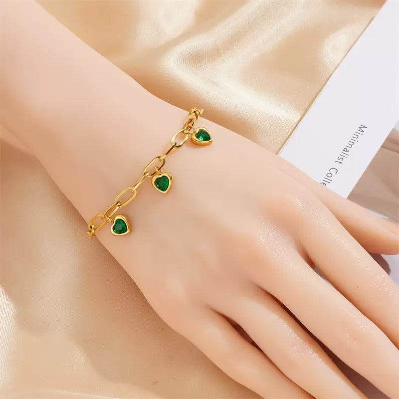 Emerald Embrace Heart Bracelet