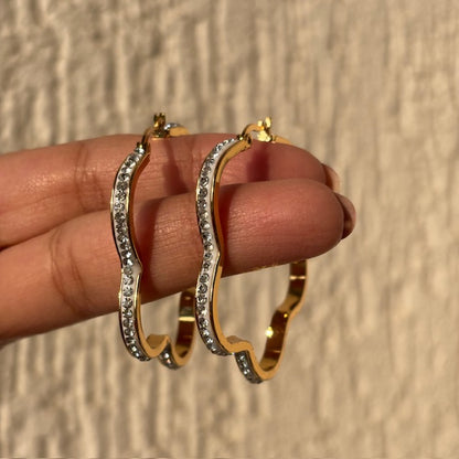 Floral Diamond Hoops