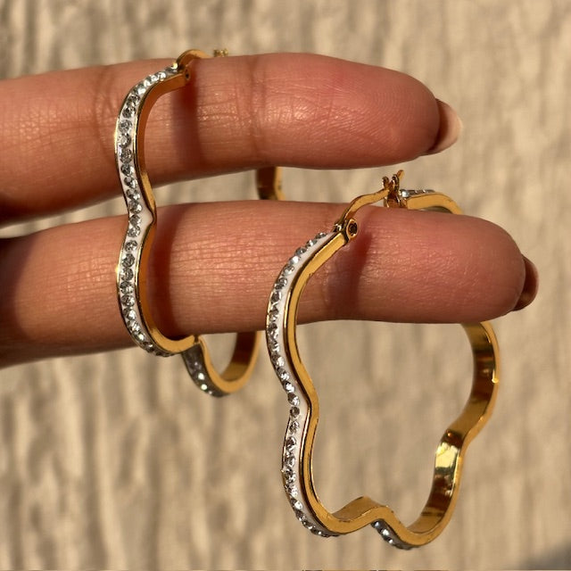 Floral Diamond Hoops