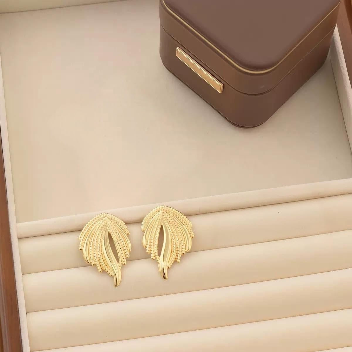 Golden Fern Studs