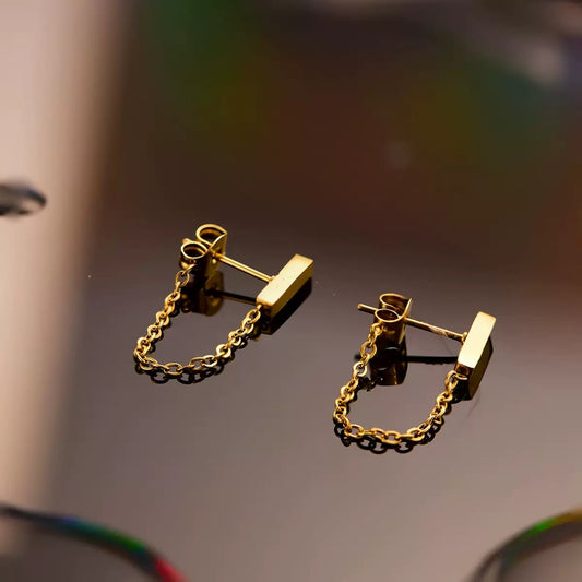 Golden Link Drop Earrings