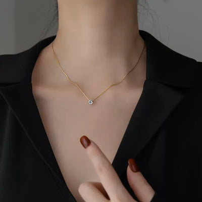 Golden Solitaire Necklace