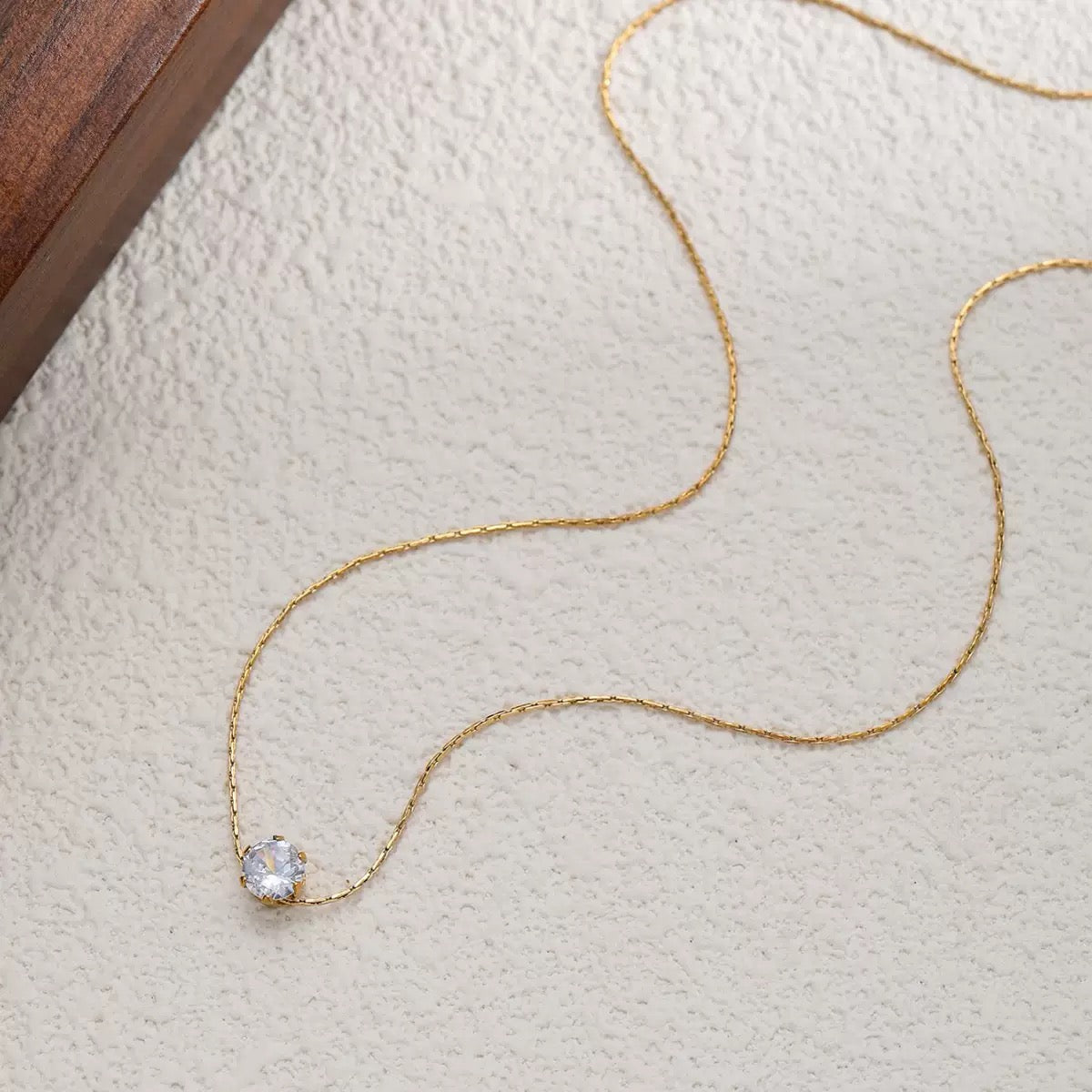 Golden Solitaire Necklace