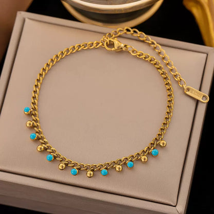 Golden Blue Beaded Bracelet