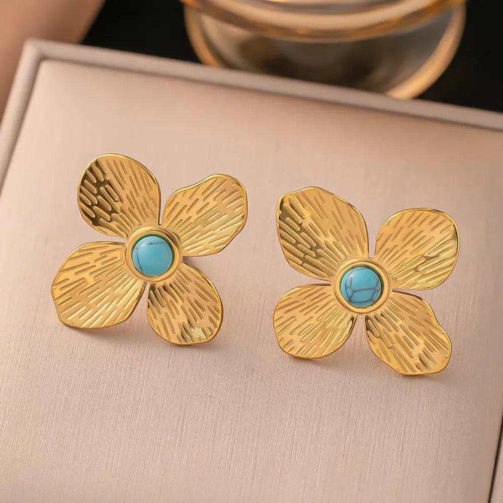 Golden Floral Earrings