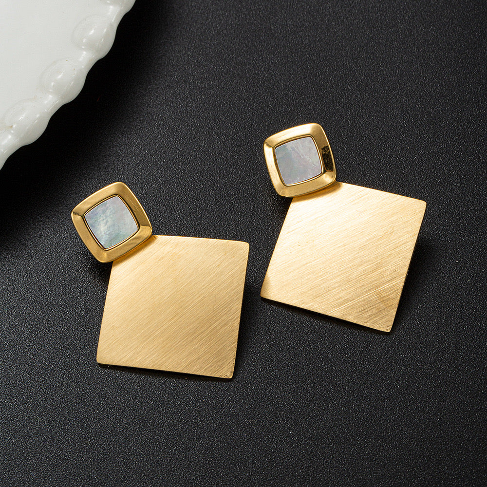 Golden Square Earrings