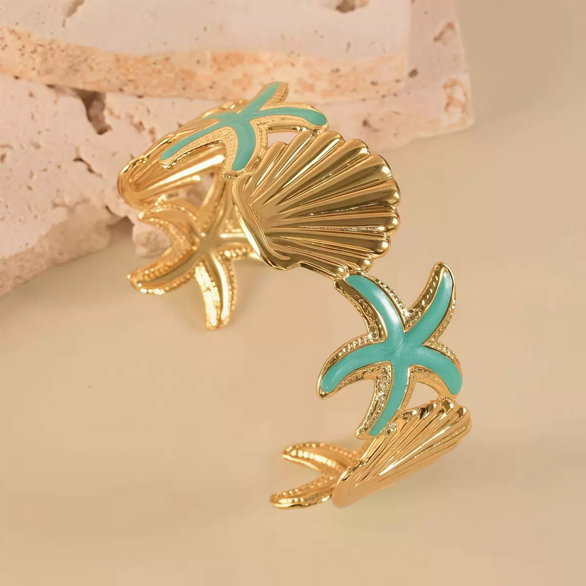 Green Starfall Shell Cuff
