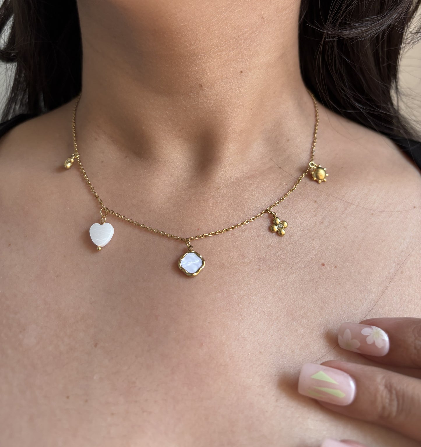 White charms necklace