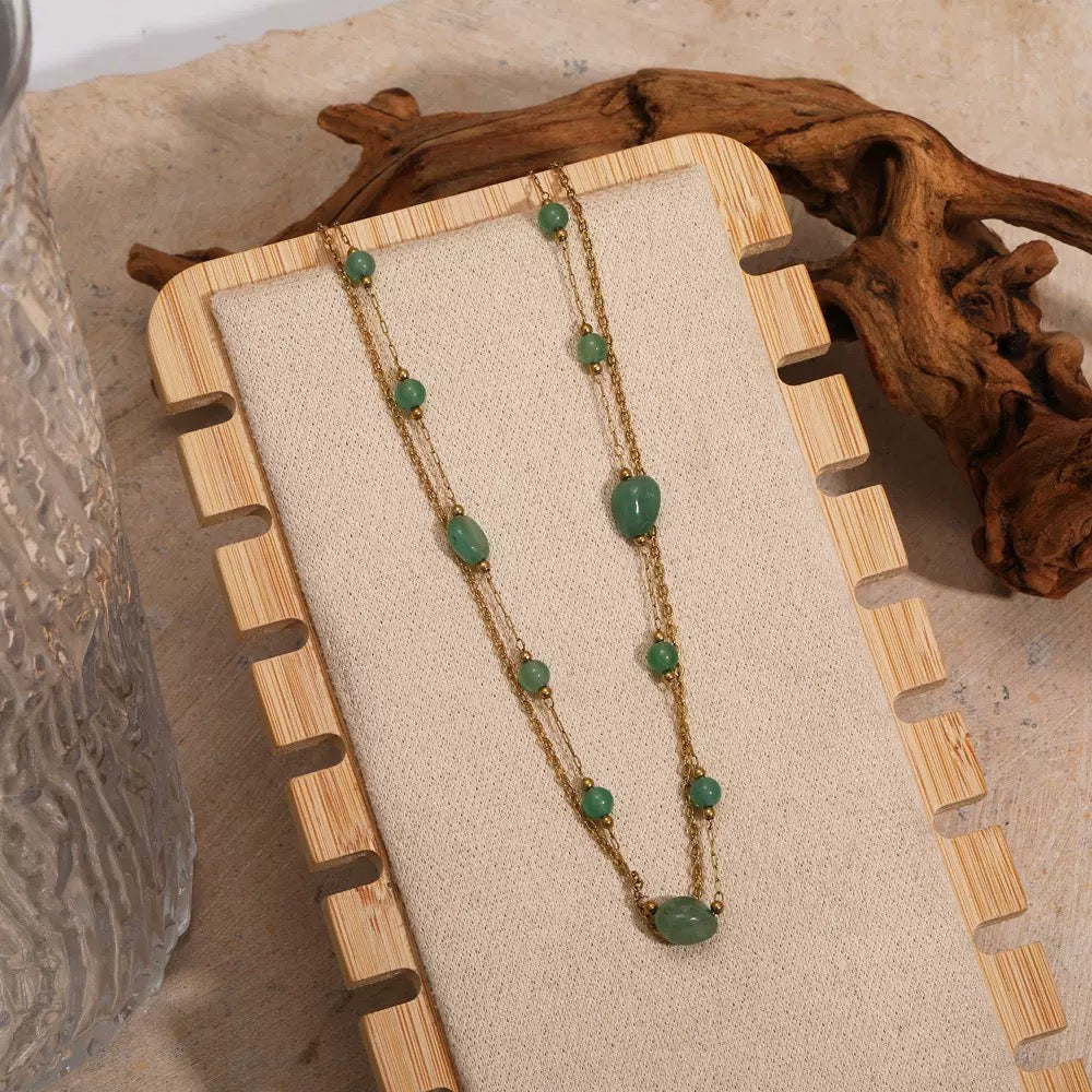 Layered Olive Stones Necklace