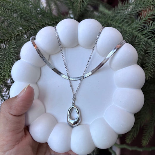 Layered Silver Halo Necklace