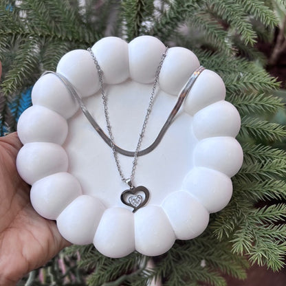 Layered Silver Heart Necklace