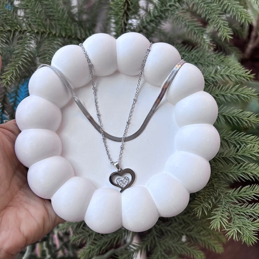 Layered Silver Heart Necklace