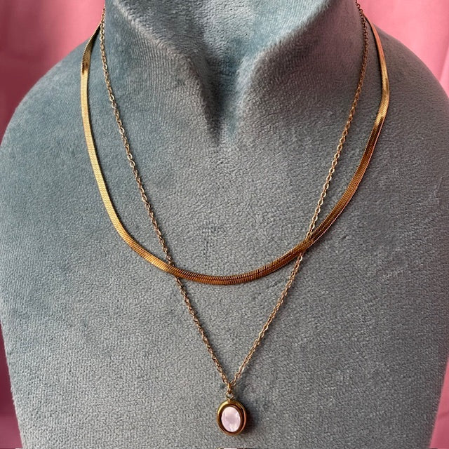 Mother of Pearl Golden Layered Necklace