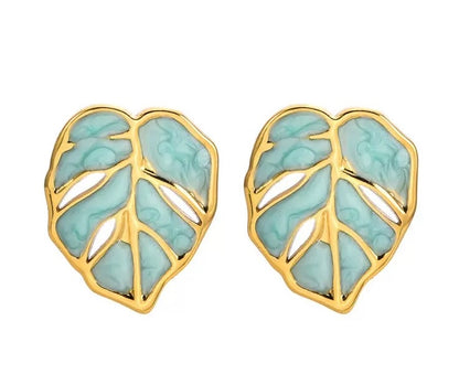 Olive Leaf Charm Studs