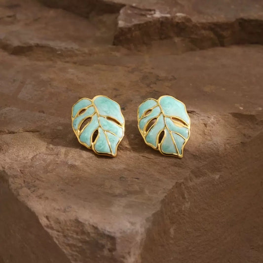 Olive Leaf Charm Studs