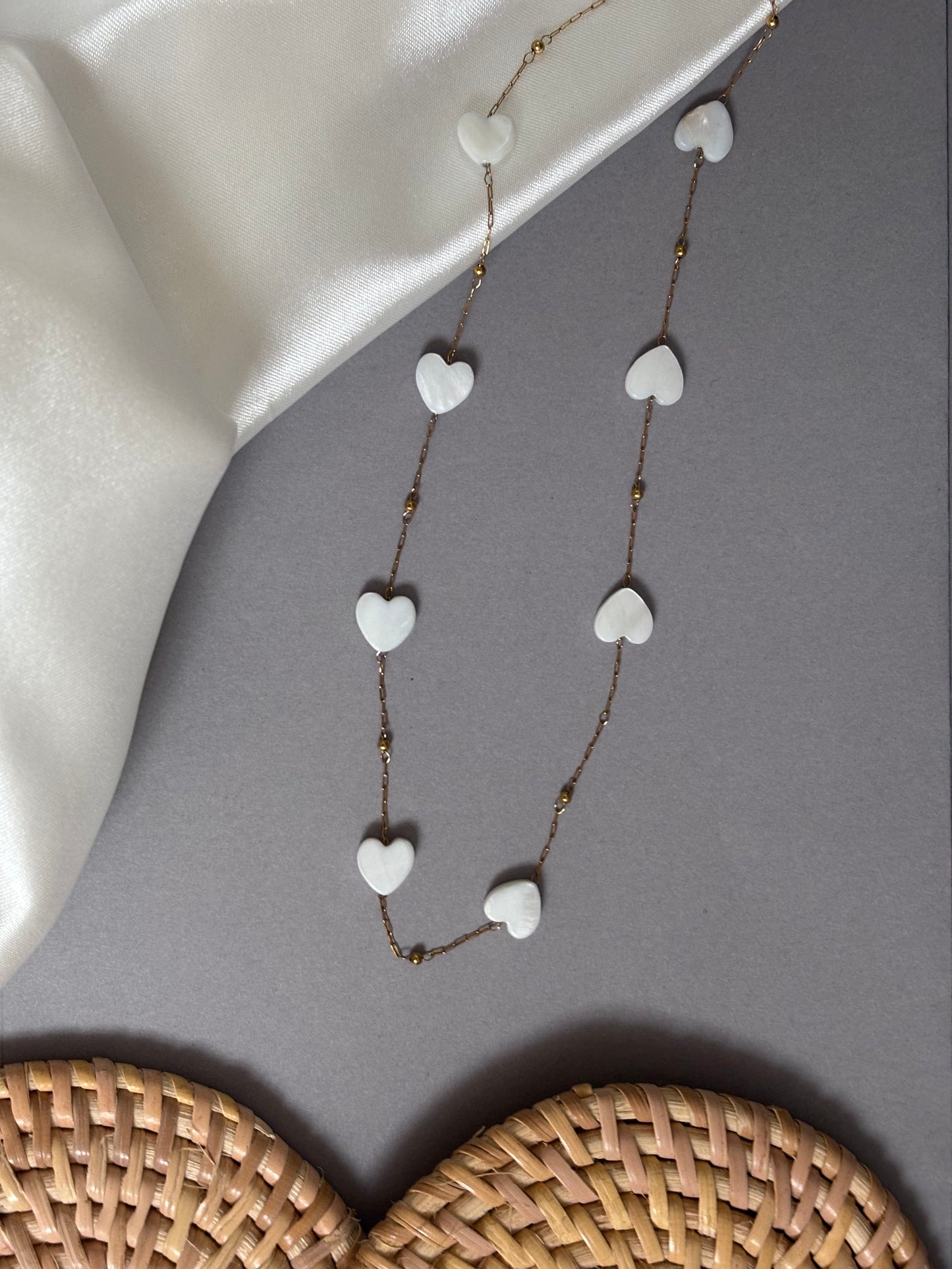 Pearl heart charm necklace