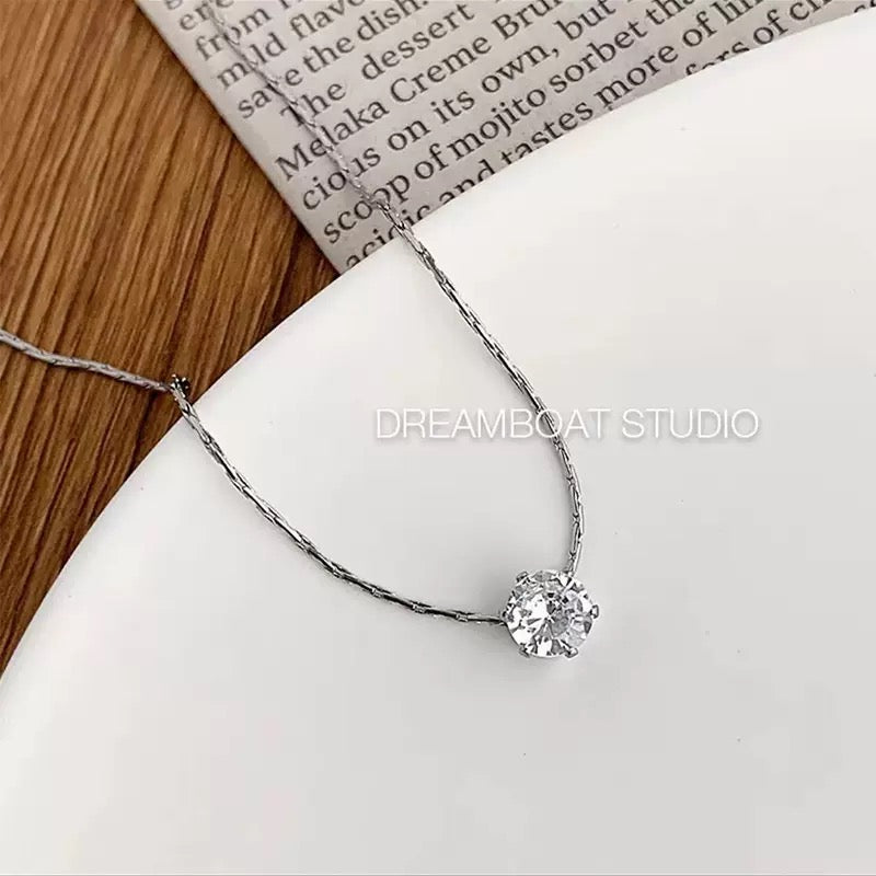 Silver Solitaire Necklace