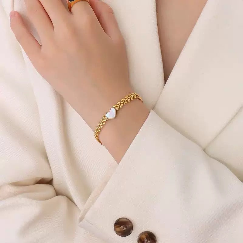 White Heart Bracelet